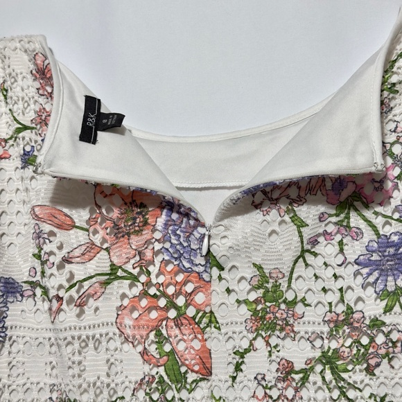 R & K Floral Bell Tie Sleeve Shift Lace Dress Size 8 ~ Perfect Never Worn - Picture 9 of 15